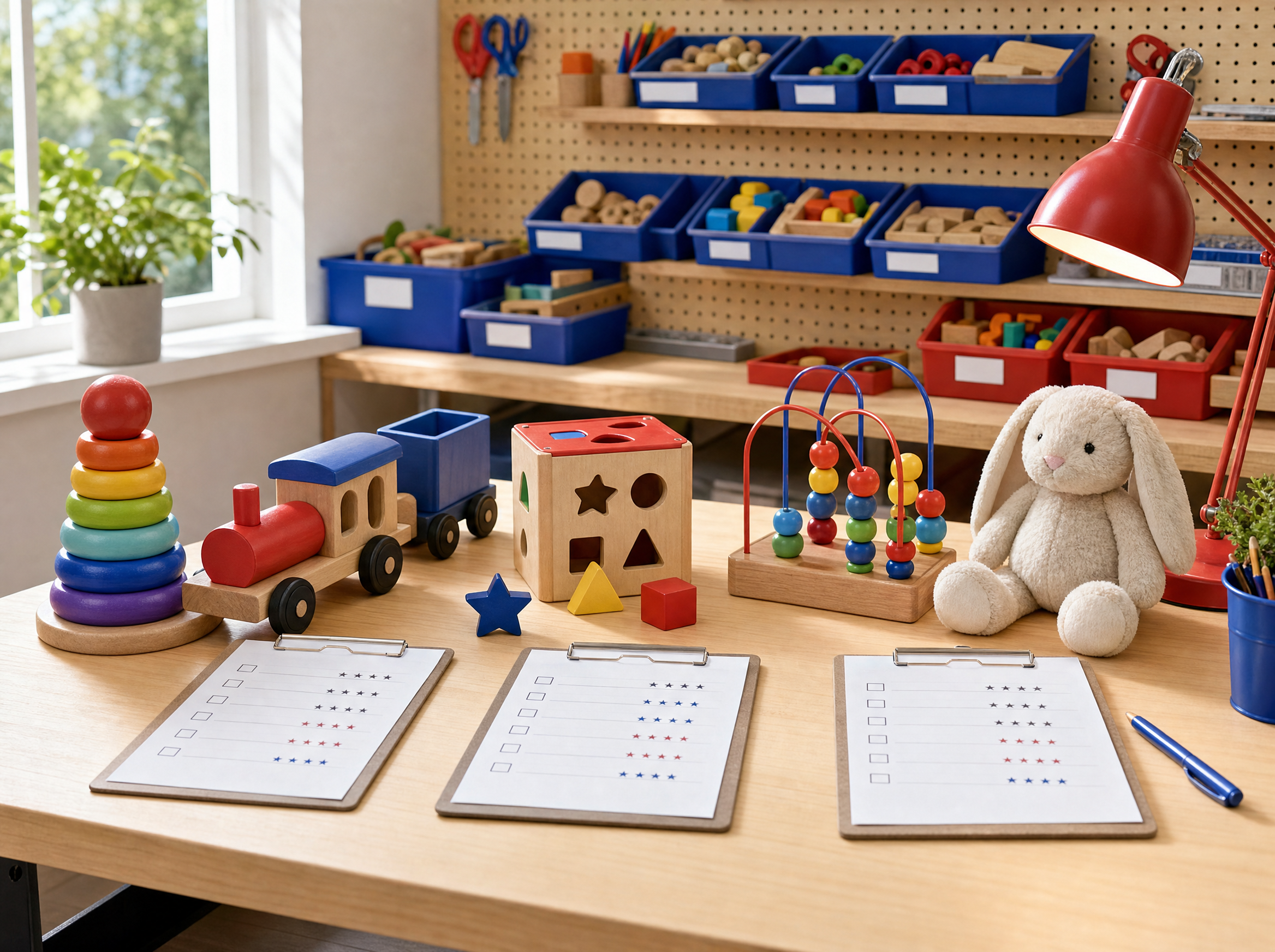 The ToyScout radar — toys and trend charts on a workbench